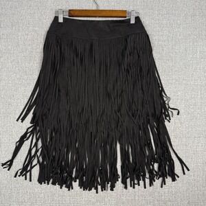Vocal USA Black Fringe Skirt‎ Western Festival Boho Whimsigoth Womens Sz S